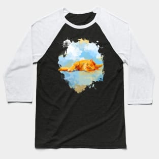 Cat Dream - Orange Tabby Cat Painting Baseball T-Shirt